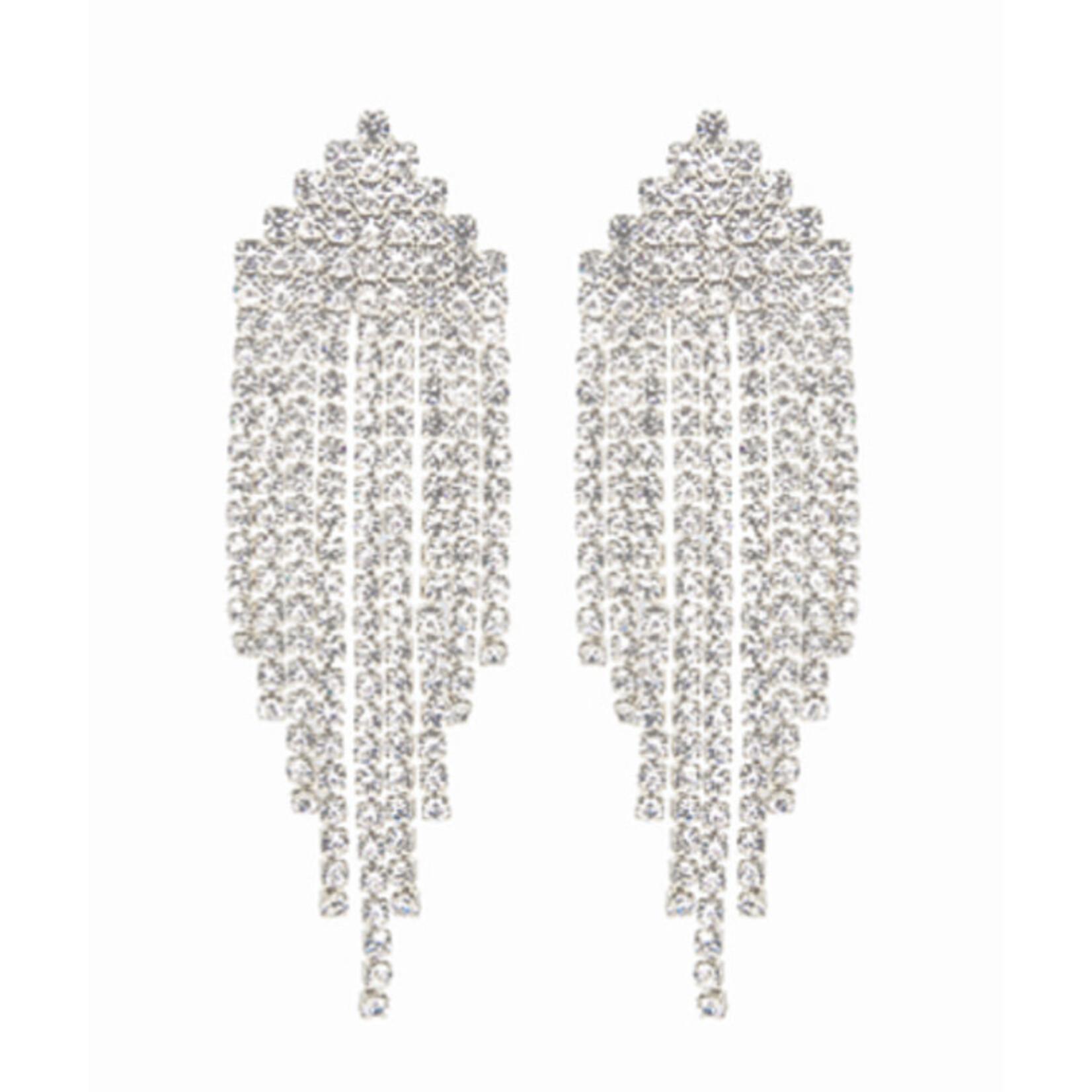 Triangle CZ Fringe Earrings-Silver
