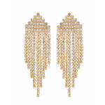 Triangle CZ Fringe Earrings-Gold