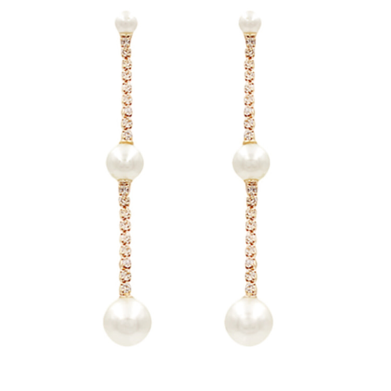 Stationed Pearl and Cup Chain Earrings-Gold