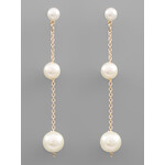 3 Pearl Drop Earrings-Gold