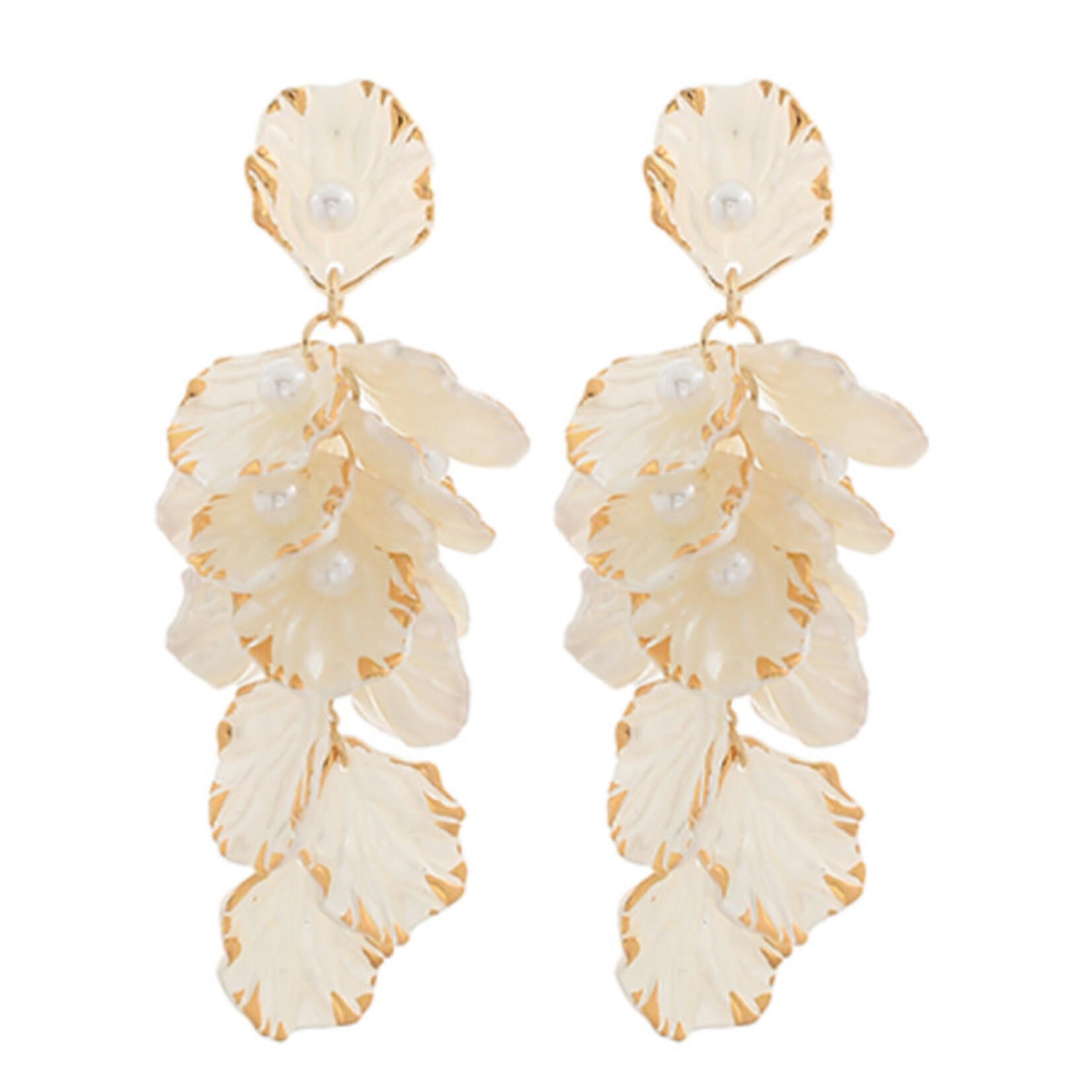 Pearl Petal Fringe Earrings