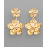 Double Metal Flower Earrings-Gold
