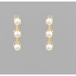 Small 3 Pearl Drop Earrings