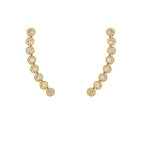 CZ Round Bar Curved Earrings-Gold