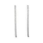 CZ Baguette Dangle Earrings-Silver