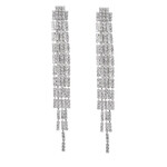 Rectangle CZ Tassel Earrings