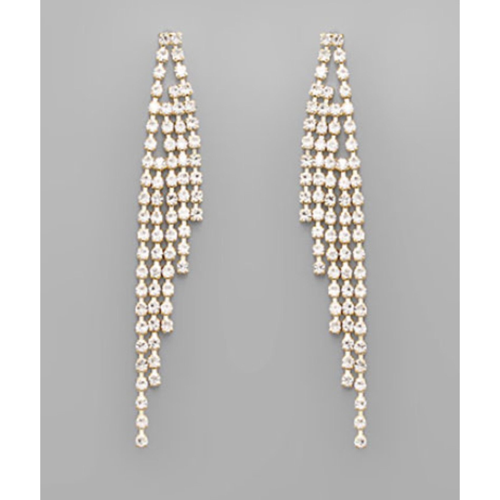 Multi CZ Row Drop Earrings- Gold