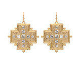 Pave Square Cross Earrings