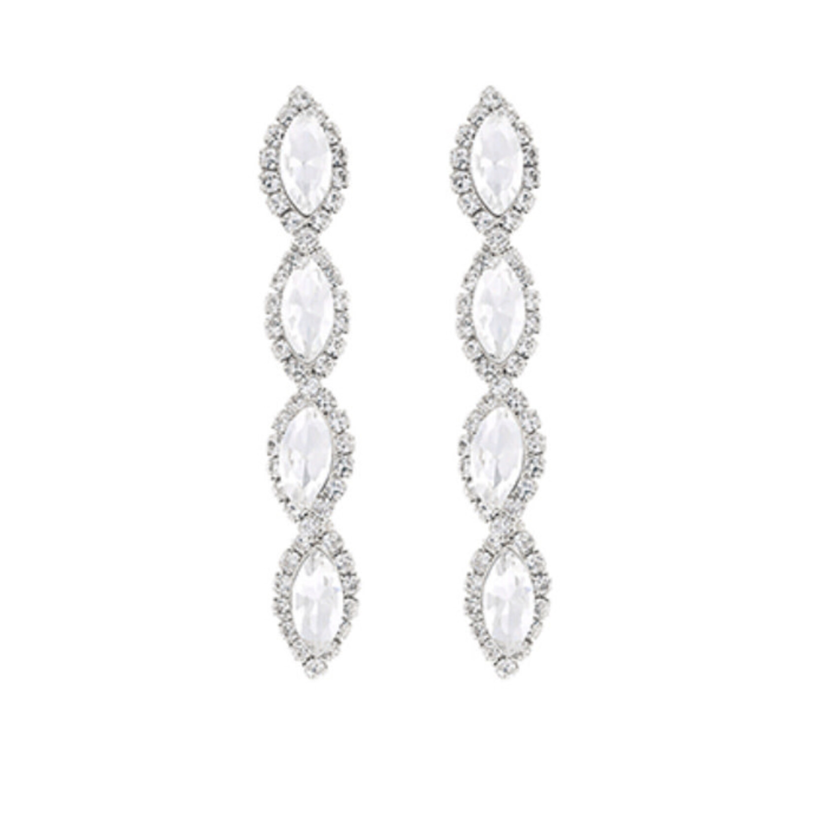4 Marquise Drop Earrings-Silver