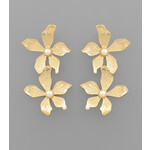 Gold textured Flower Earrings