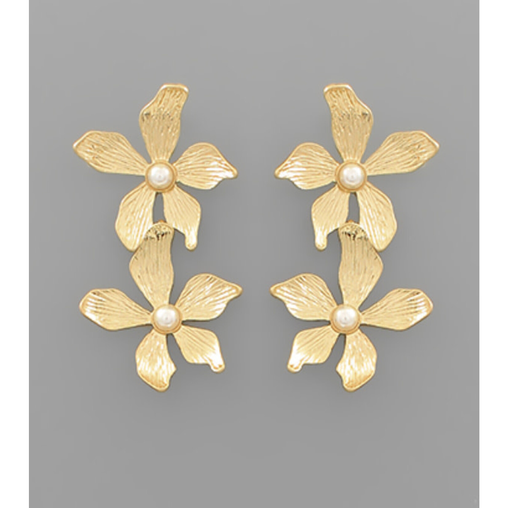 Gold textured Flower Earrings