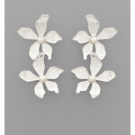 Silver Textured Flower Earrings