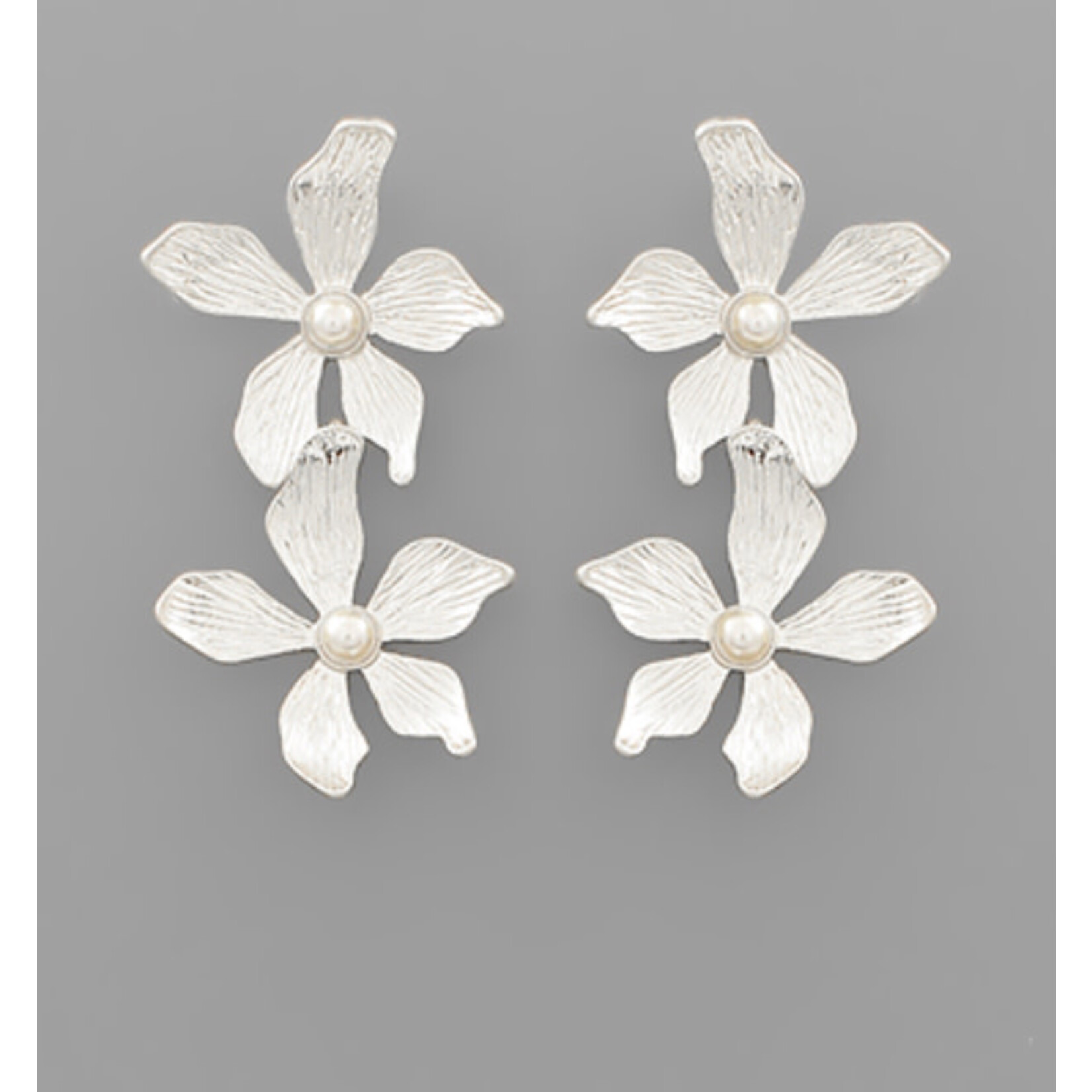 Silver Textured Flower Earrings