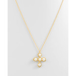 Textured Pearl Cross Necklace