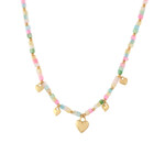 Multi Color Heart Charm Necklace