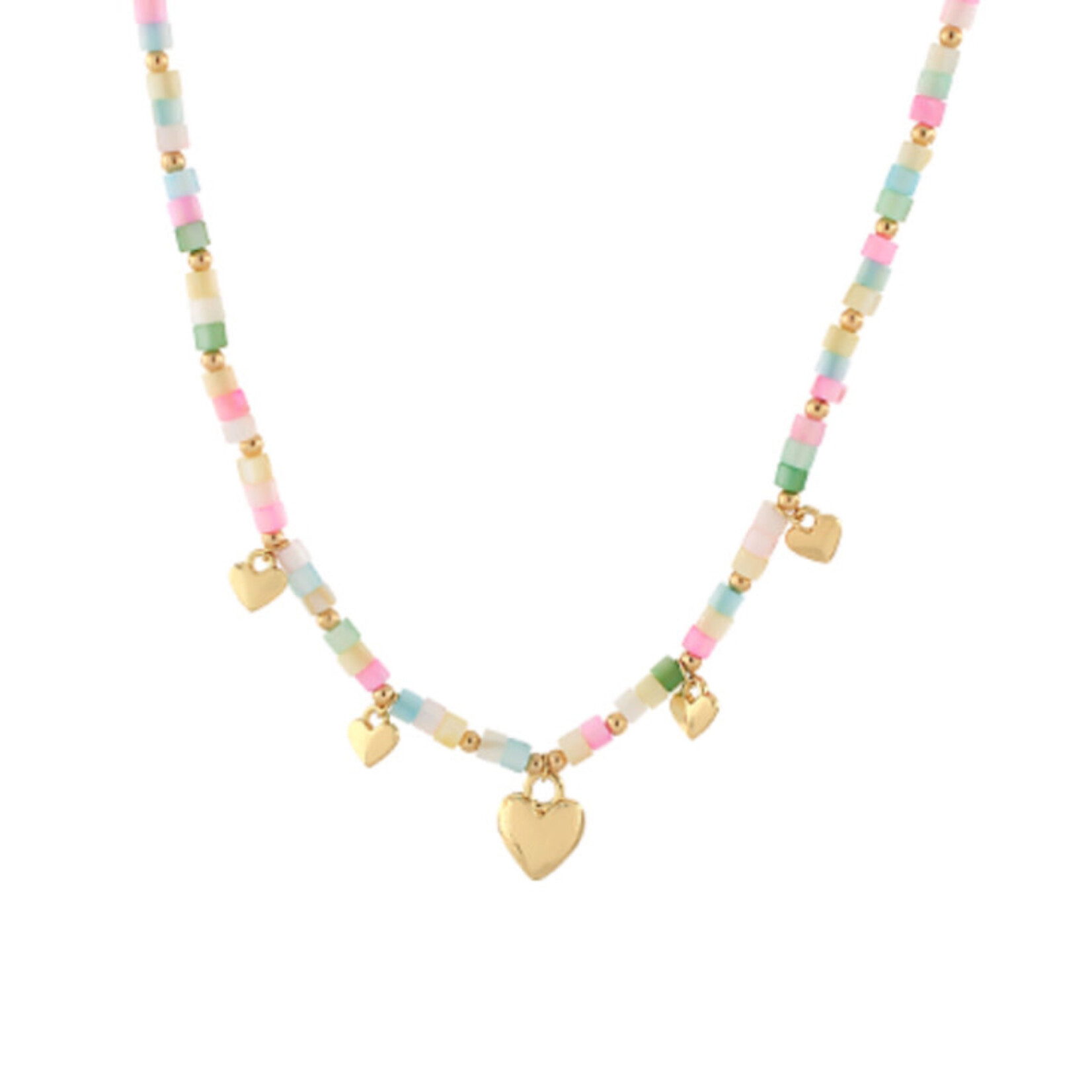 Multi Color Heart Charm Necklace