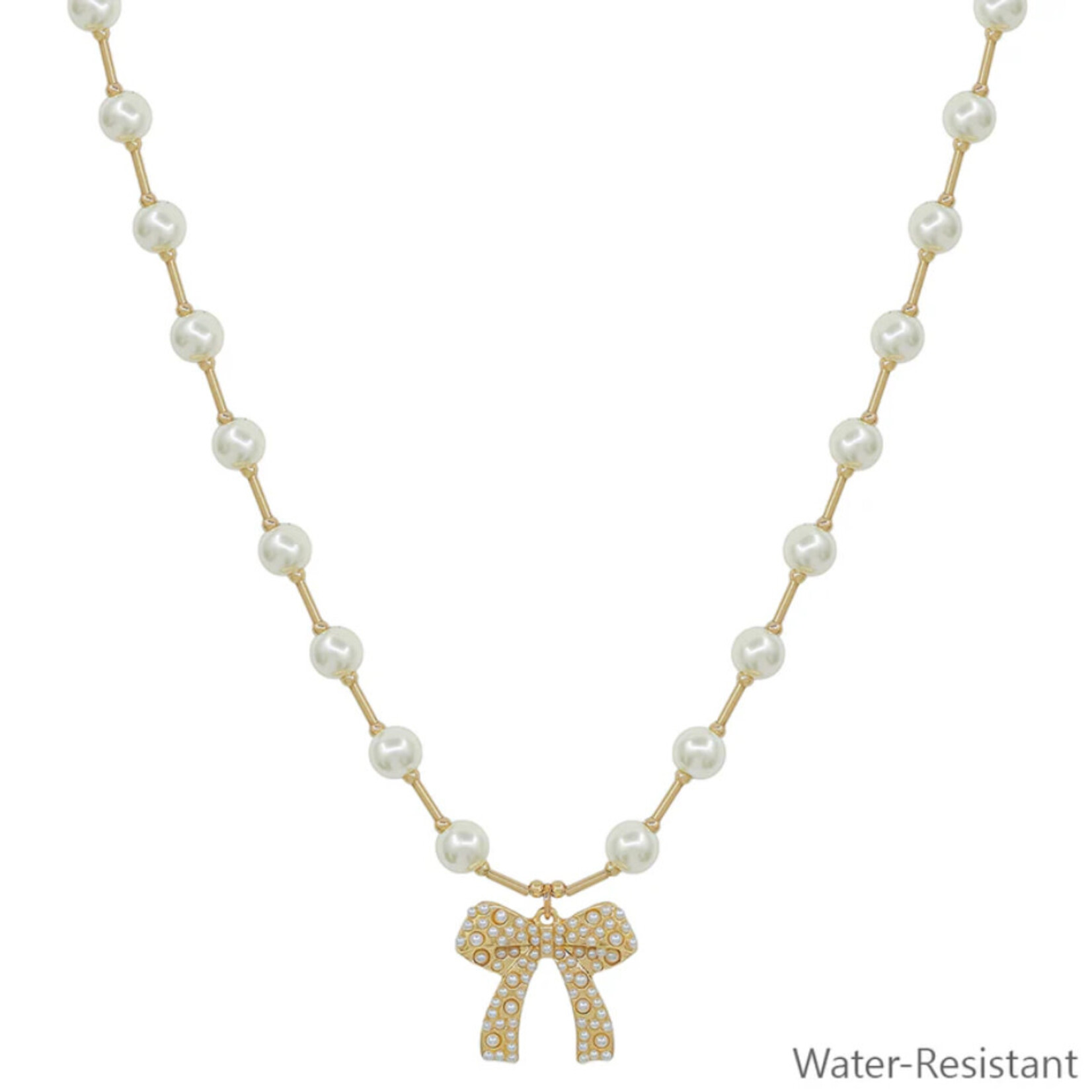 6mm Pearl Beaded Chain with Bow-Water Resitant