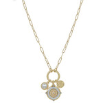 Paperclip Chain With Coin & Pearl Charm