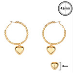 Gold Ball and Puff Heart Earrings