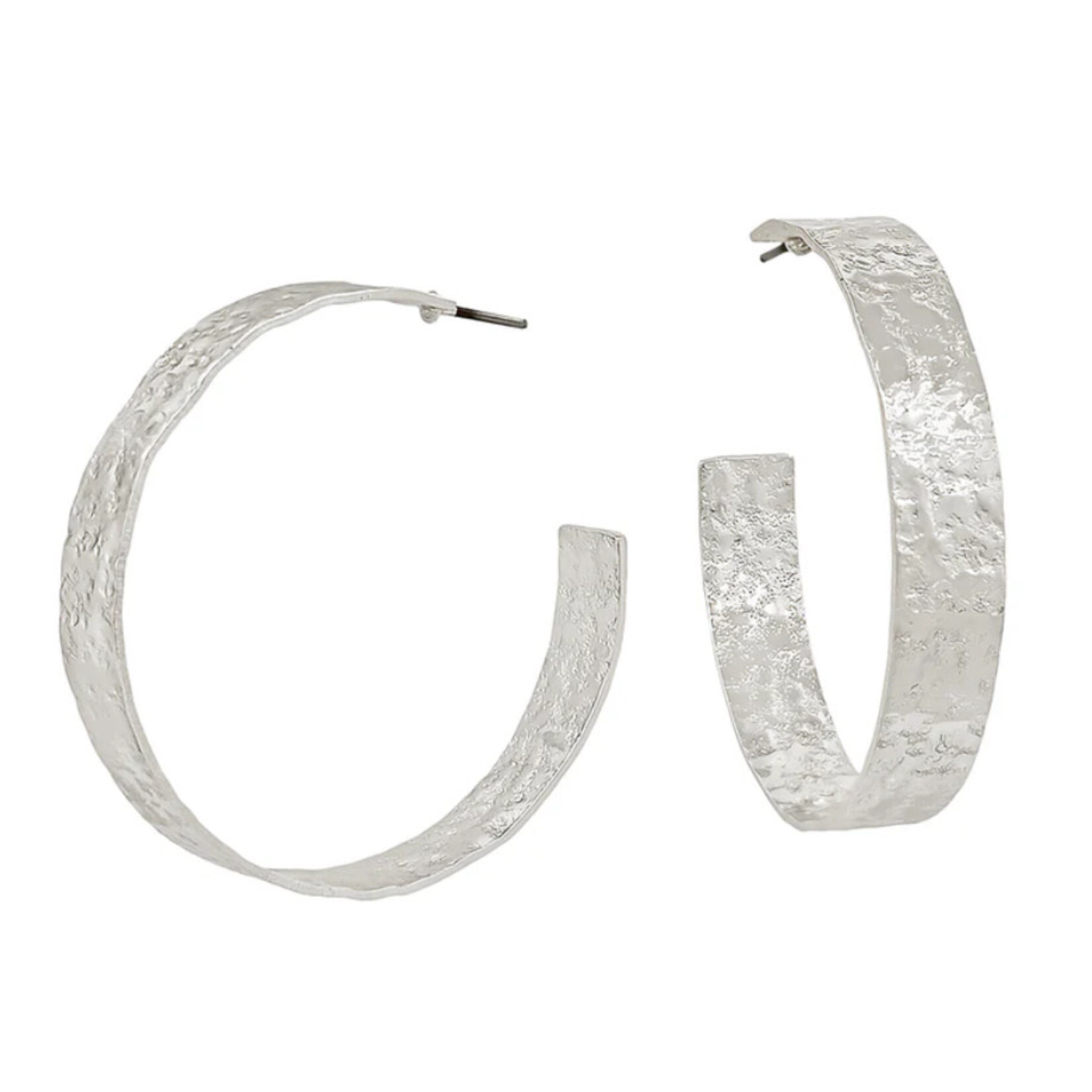 Silver Textured 1.75in Hoops