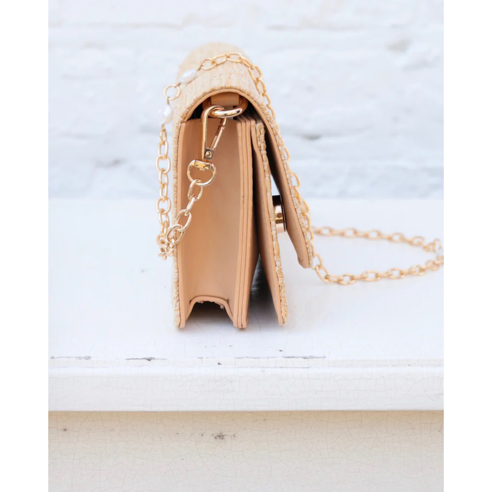 Caroline Hill Brynleigh Clutch Crossbody-Natural Quilted LQ