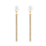 Pearl & Pave CZ Bar Earrings