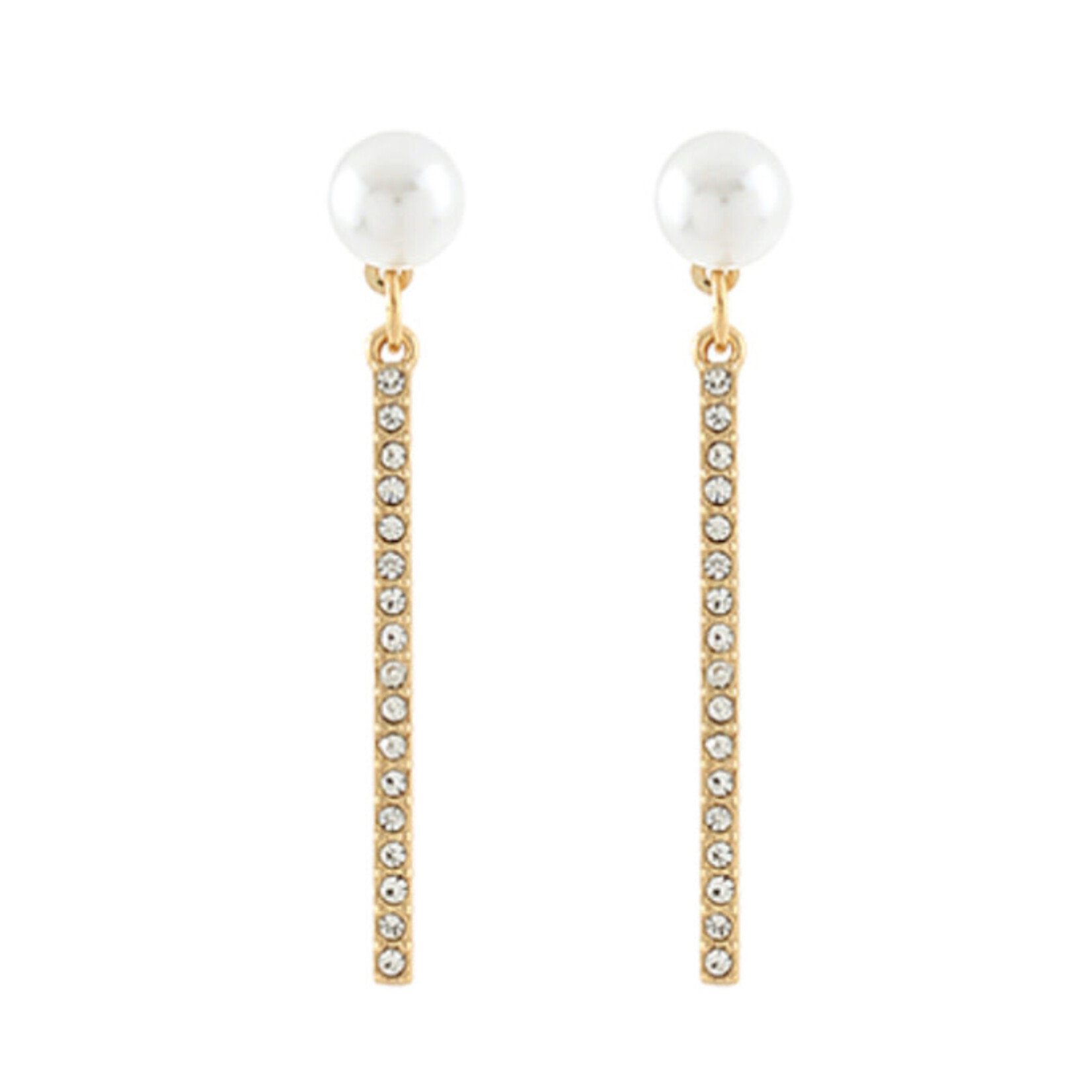 Pearl & Pave CZ Bar Earrings