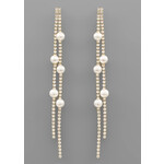 2 Row CZ & Pearl Earrings