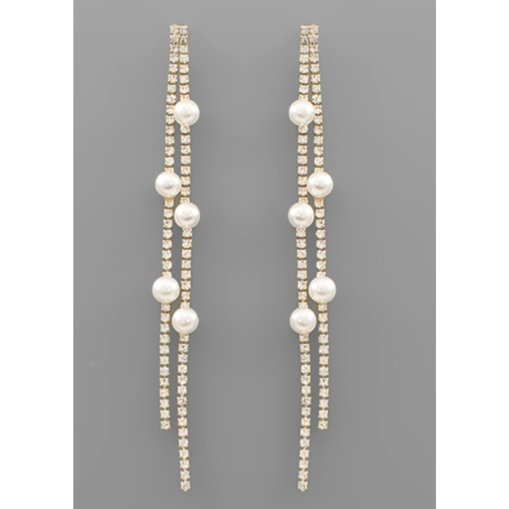 2 Row CZ & Pearl Earrings