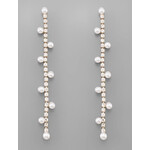 Pearl and CZ Drop Earrings-Gold
