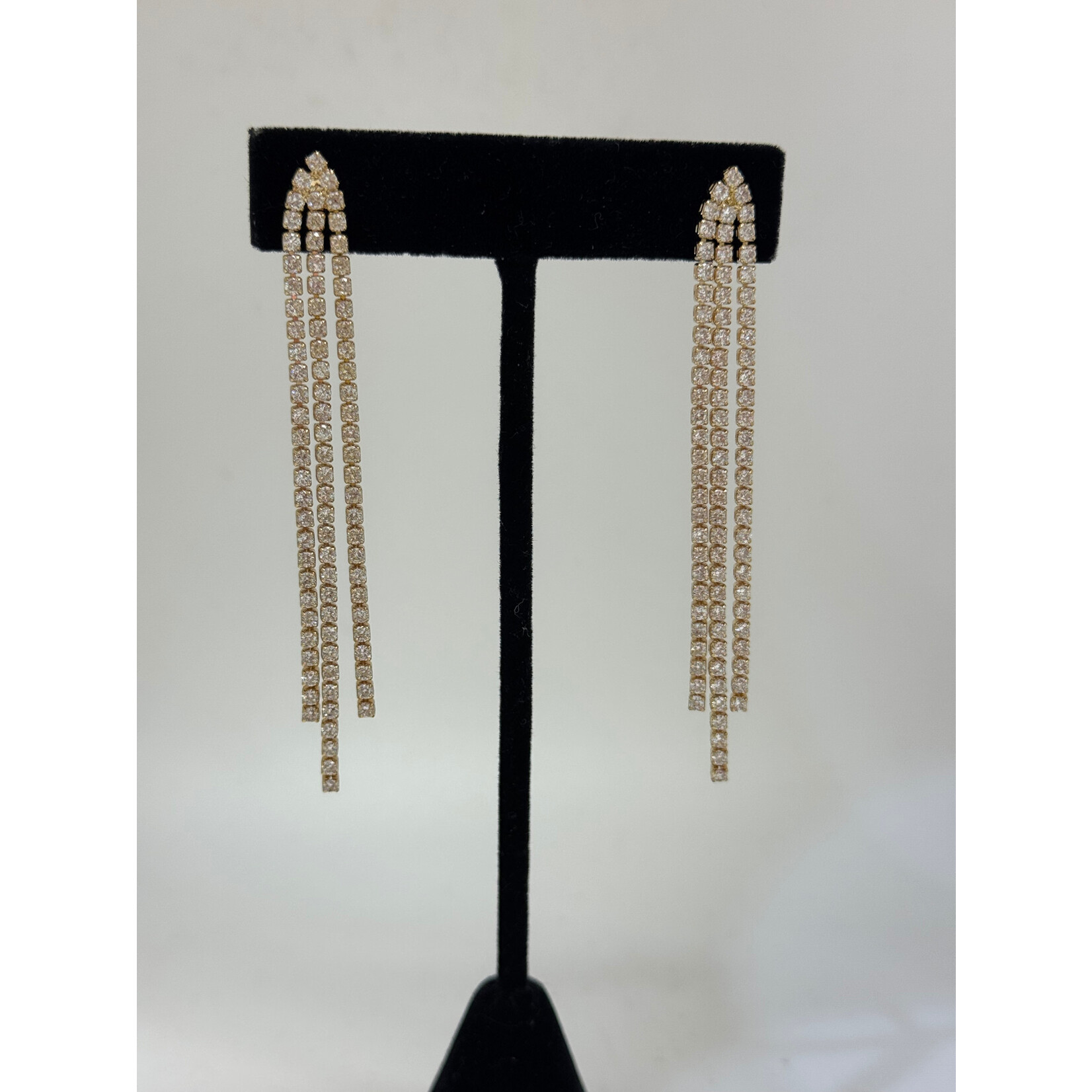 3 Row Tassel Earrings-Gold