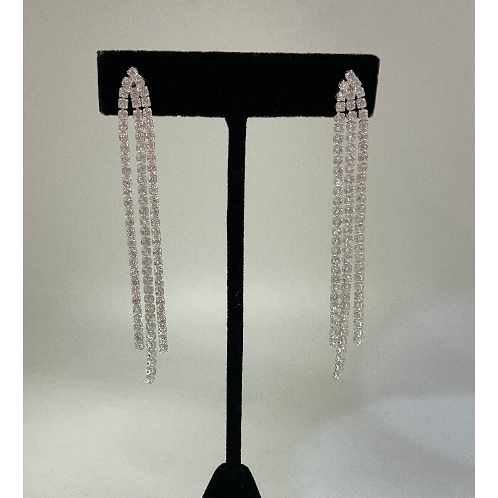 3Row Tassel Earrings-Silver