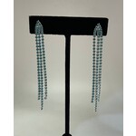 3 Row Tassel Earrings-Aqua