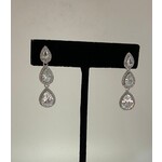 3 Stone CZ Teardrop Earrings