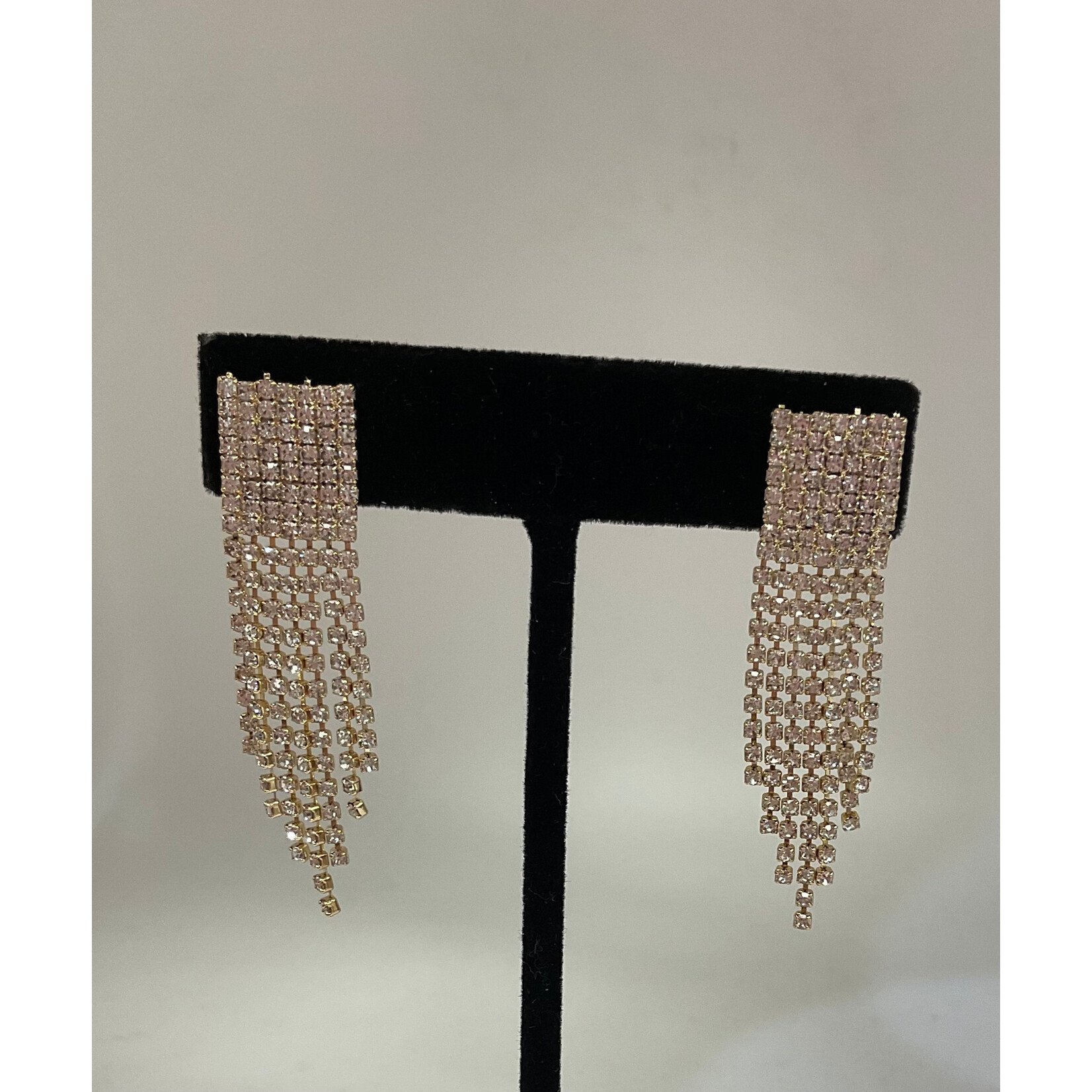 Square Top Tassel Earrings-Gold