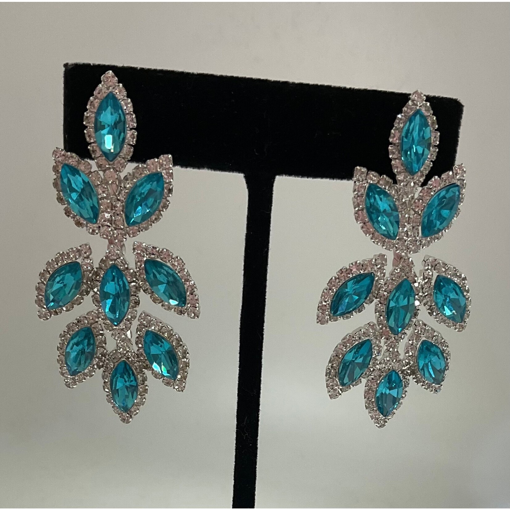 Peacock Earrings-Aqua