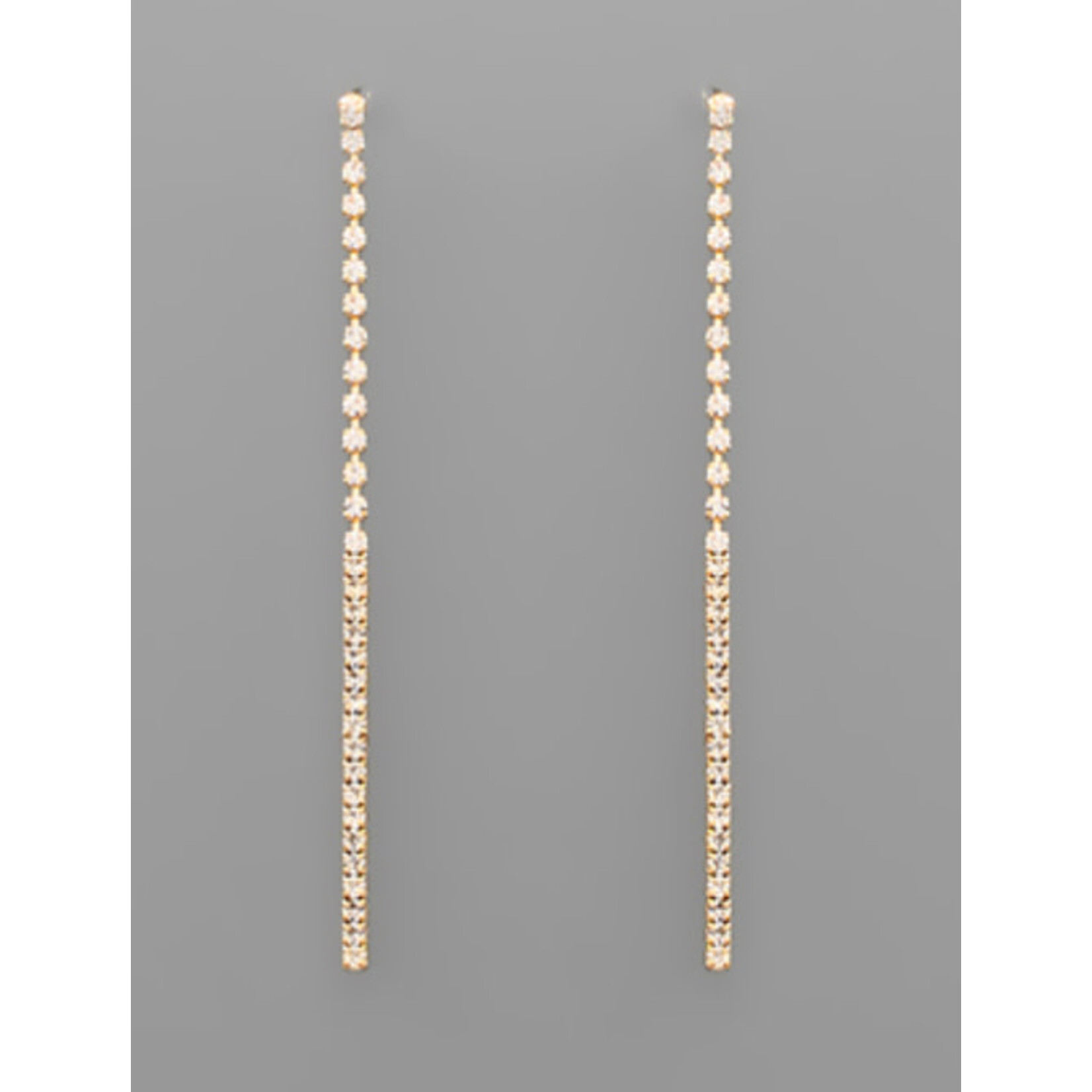 Crystal Line Drop Earrings-Gold