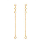 Linear and CZ Earrings - Gold