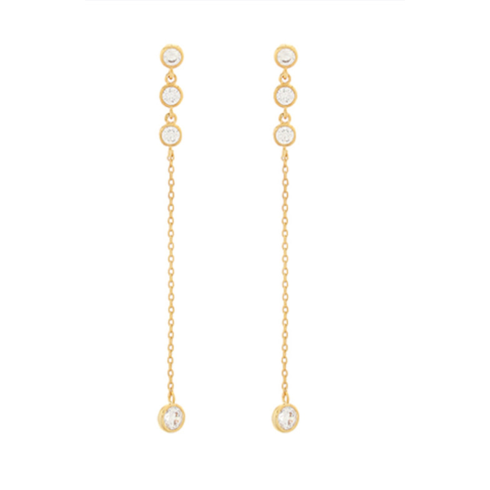 Linear and CZ Earrings - Gold