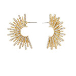 1/2 Pave Starburst Earrings-Gold