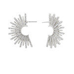 1/2 Pave Starburst Earrings - Silver