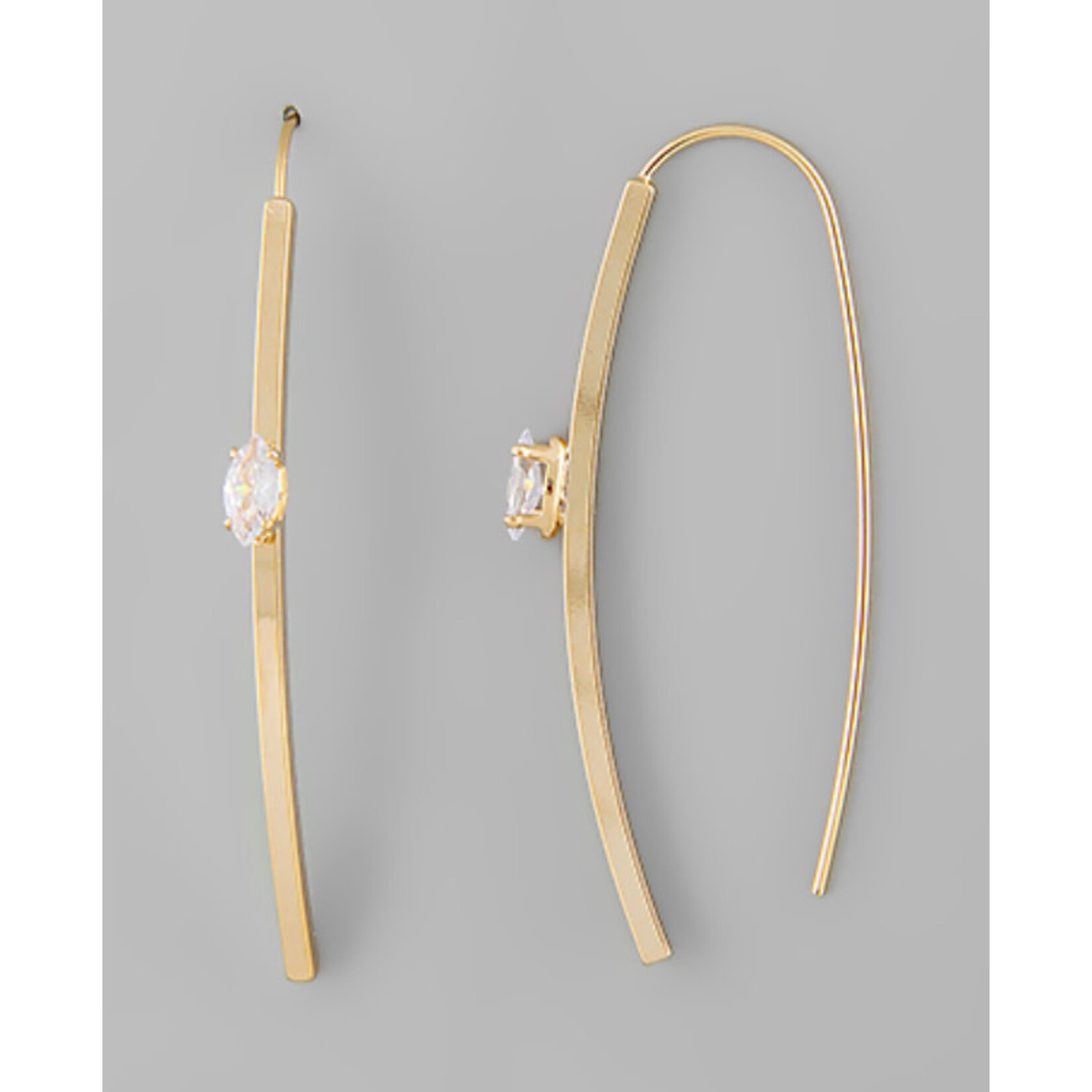 Curved Bar CZ Earrings