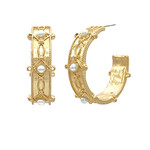 Pearl Antique Textured Hoops