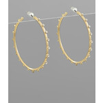 Beaded Gold Hoops-CZ