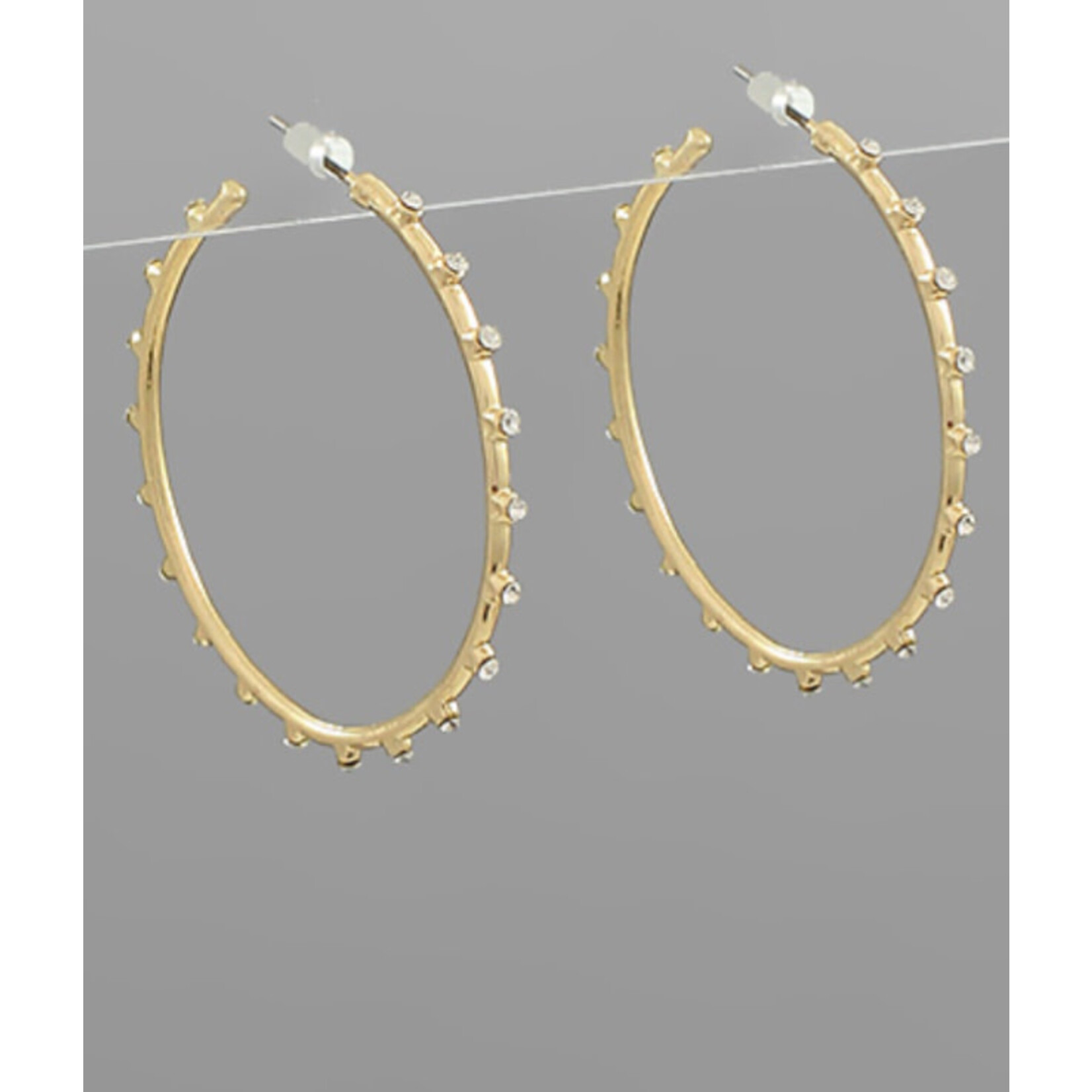 Beaded Gold Hoops-CZ