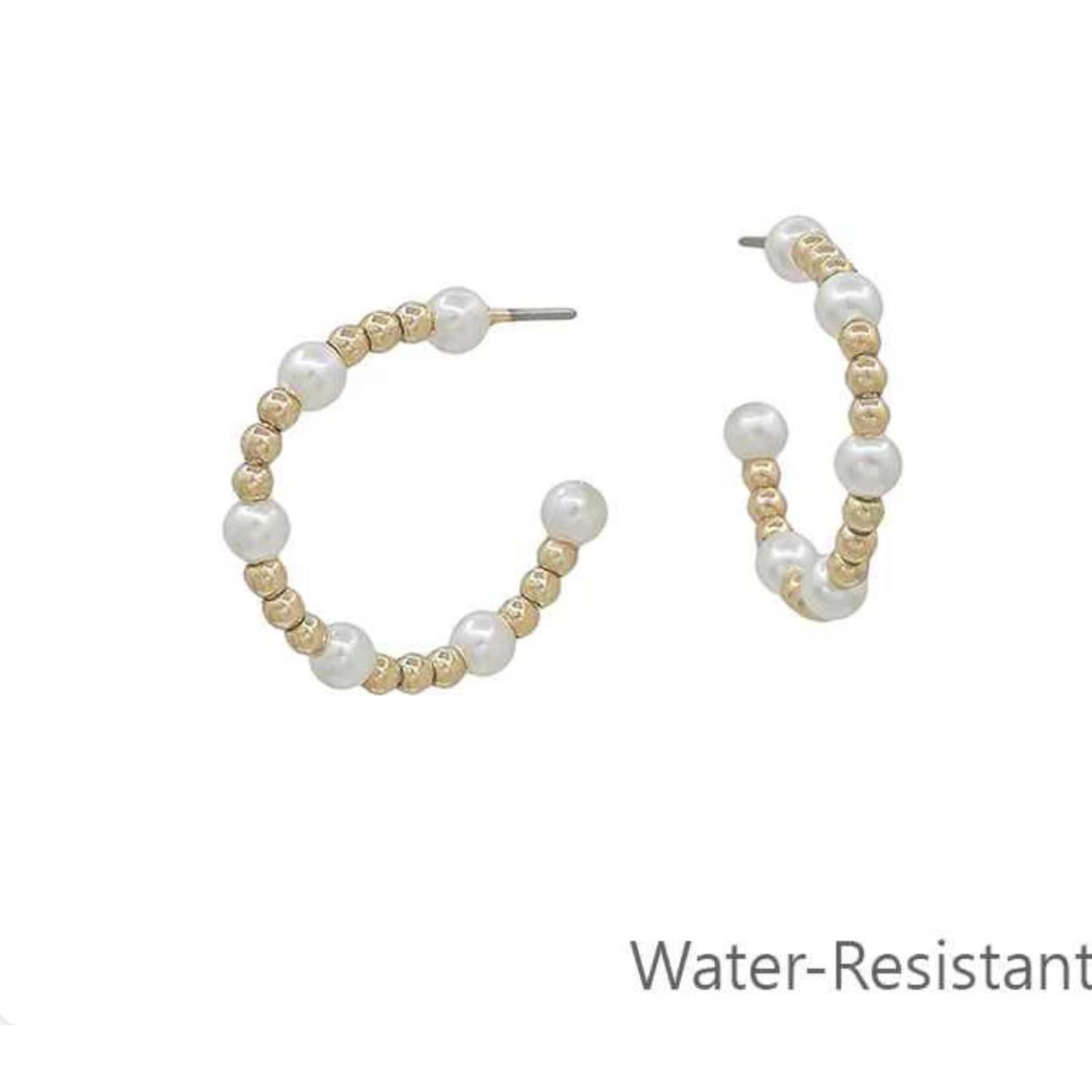 Gold & Pearl Hoops- WATERPROOF