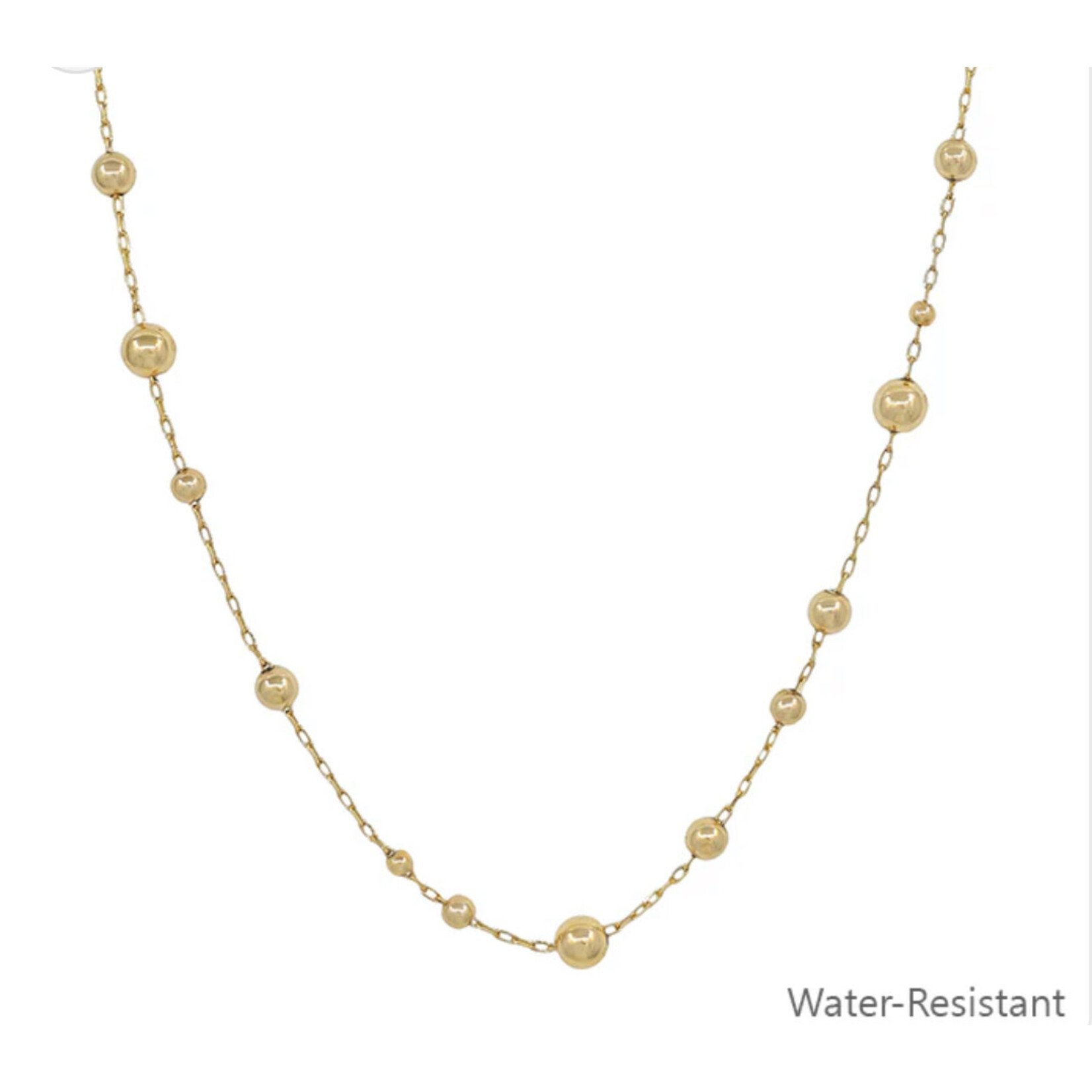 Graduated Gold Bead Necklace-WATERPROOF