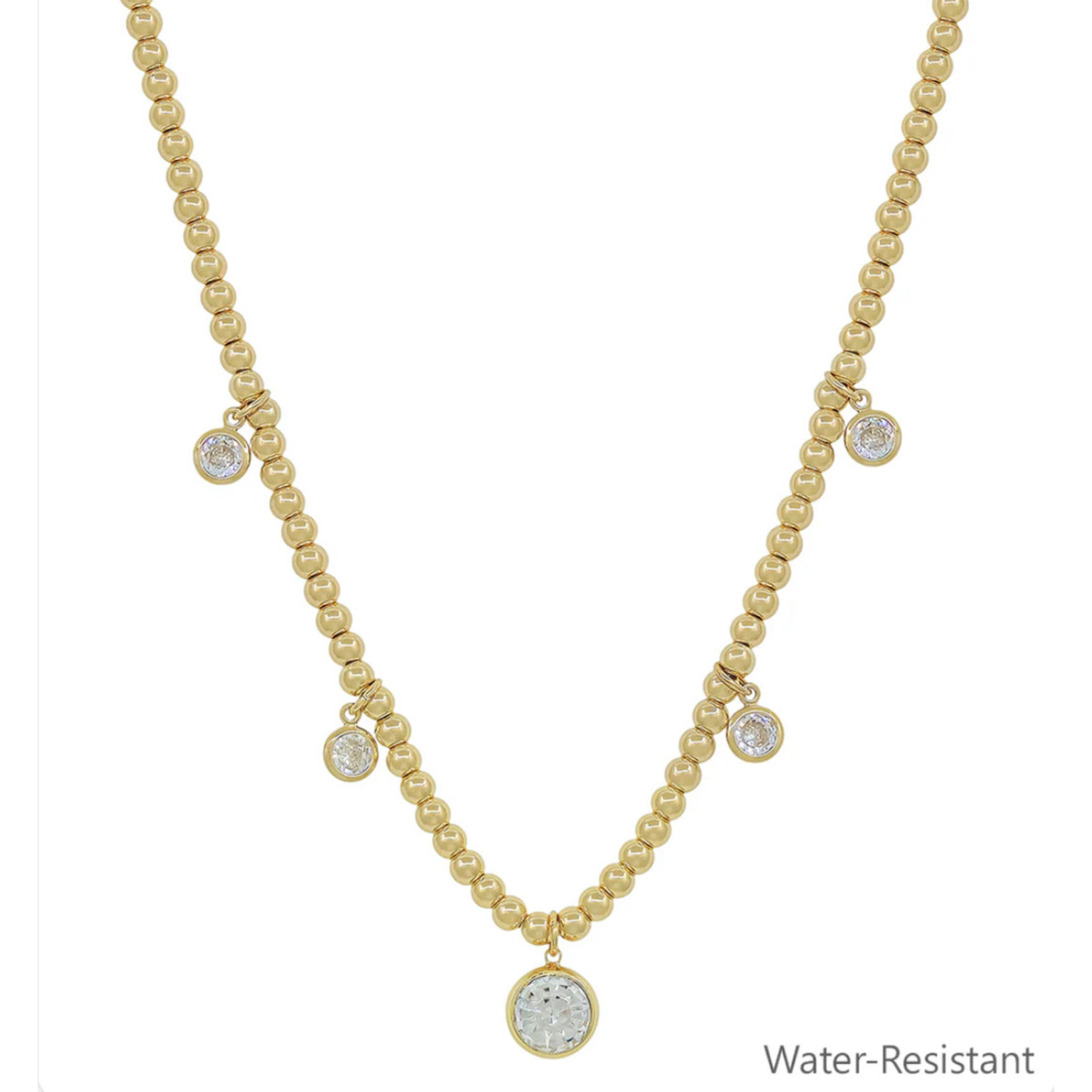 Gold Bead with CZ Charms-WATERPROOF
