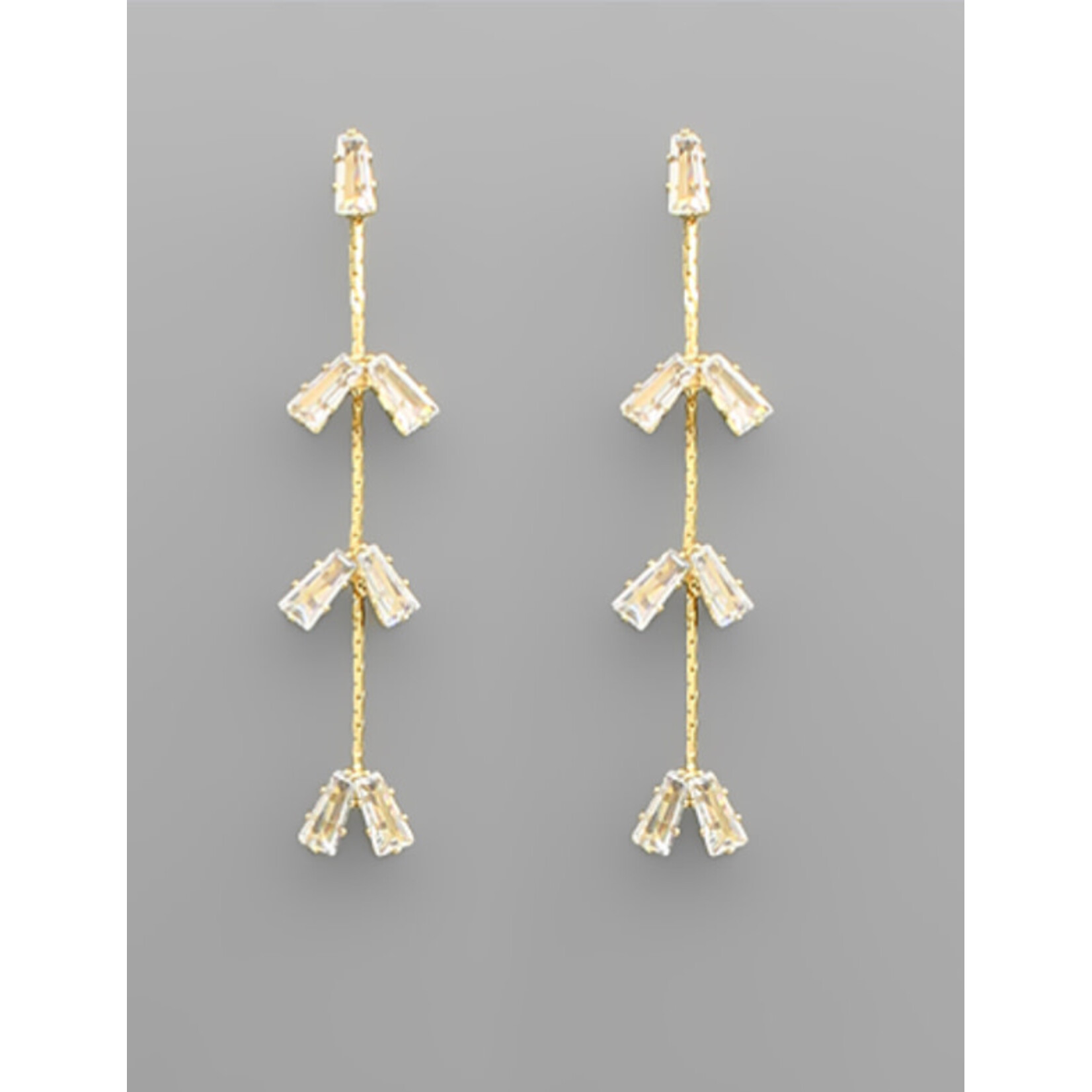 Baguette Dangle Earrings-Gold