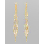 Rhinestone Fringe Earrings-Gold